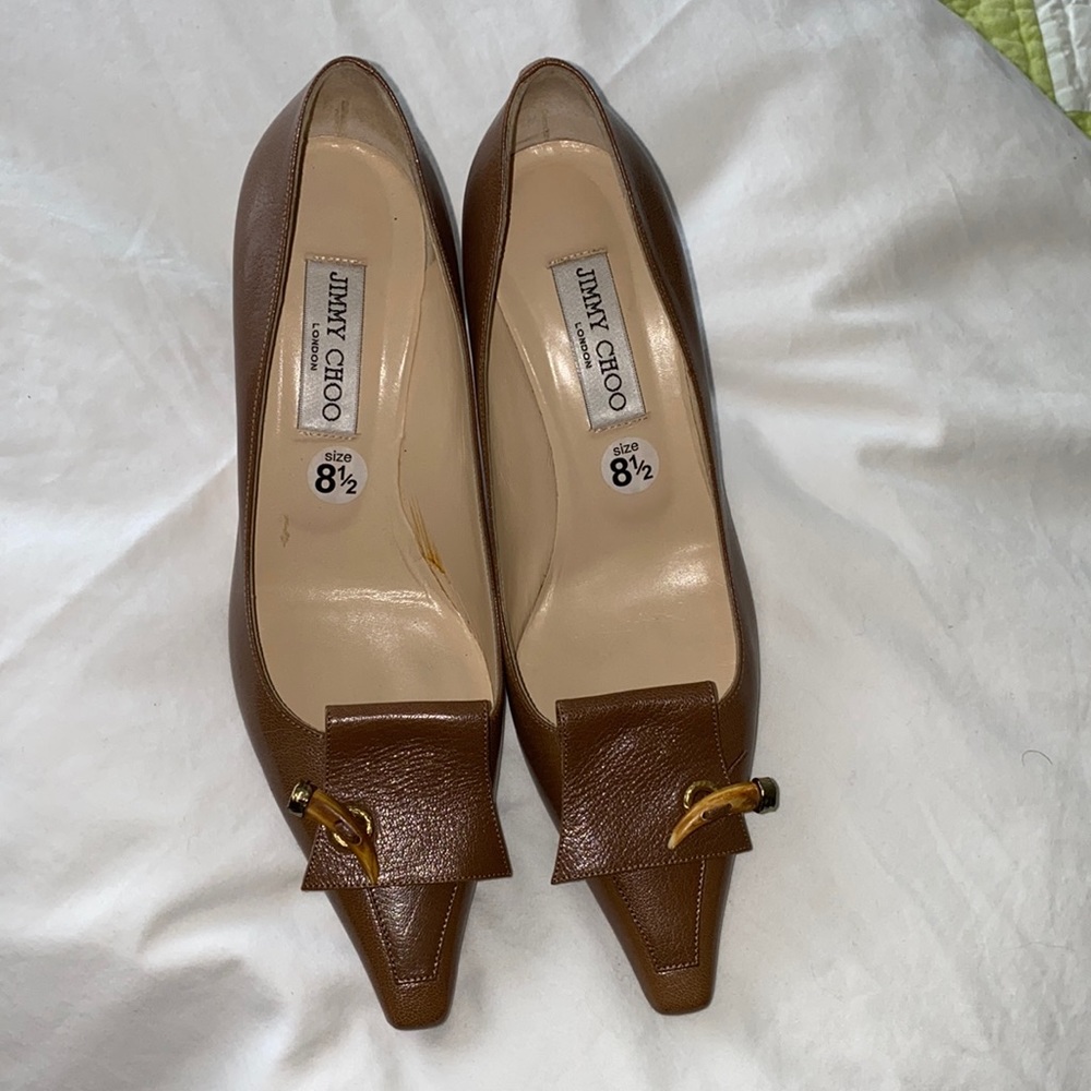 Jimmy Choo kitten heel vintage leather shoes